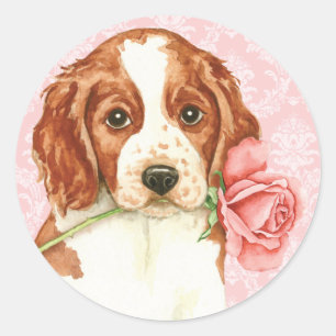 Valentine Rose Welshie Classic Round Sticker