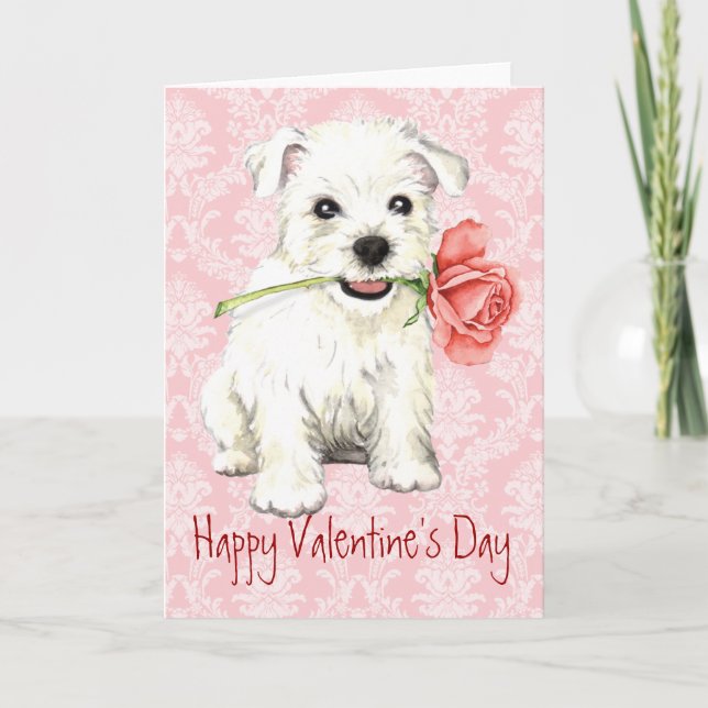 Valentine Rose Westie Holiday Card (Front)