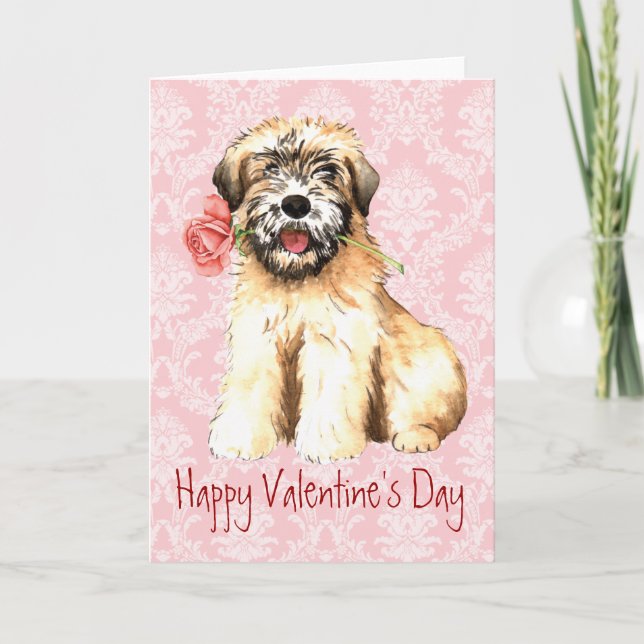Valentine Rose Wheaten Holiday Card (Front)