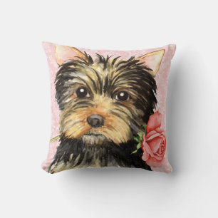 Valentine Rose Yorkie Cushion
