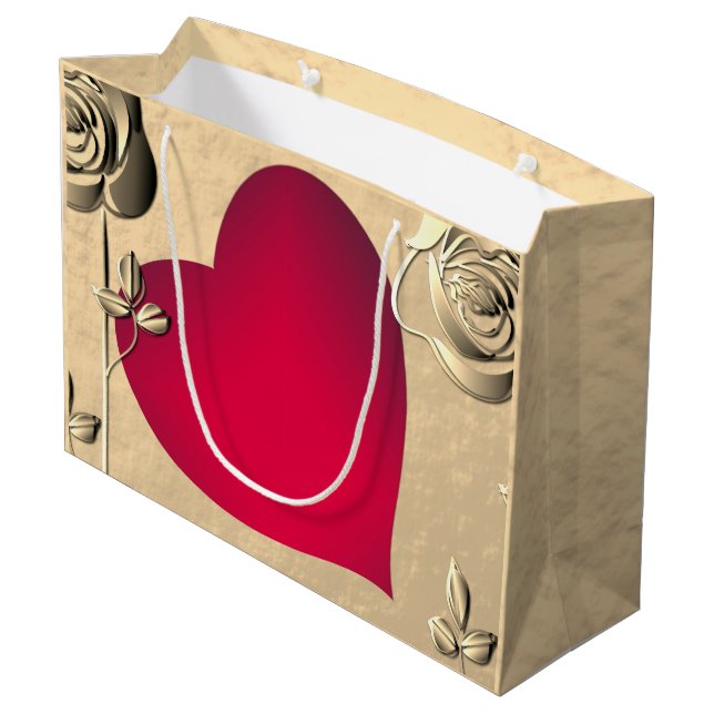 Valentine Roses & Heart Gift Bag (Back Angled)