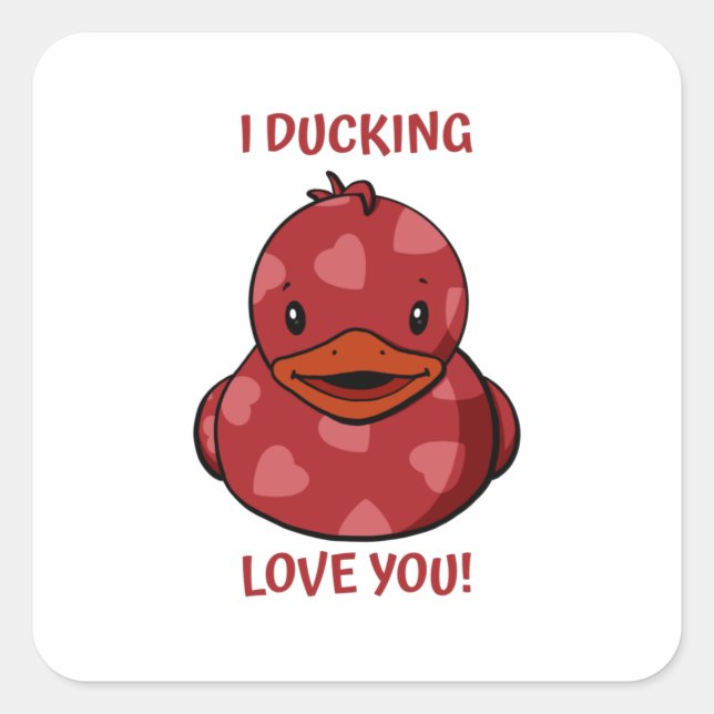 Valentine Rubber Duck Square Sticker (Front)