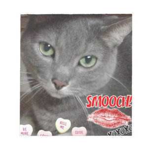 Valentine Russian Blue Cat Notepad
