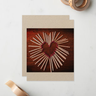Valentine, Rustic, handmade heart, Flat Note Card