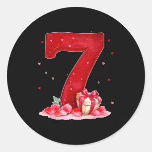 Valentine’s Day 67 Filled With Heart Funny Six Sev Classic Round Sticker