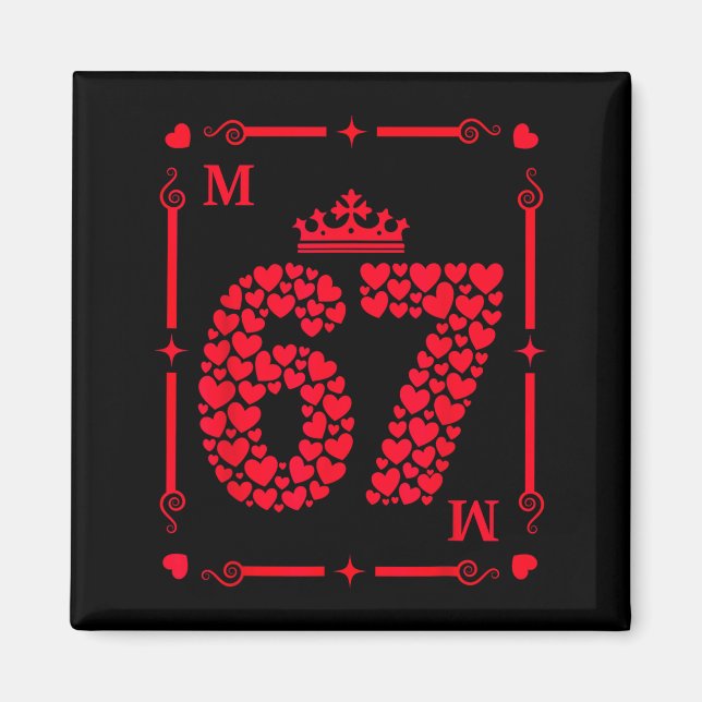 Valentine’s Day 67 Filled With Hearts Card Six Sev Magnet (Front)