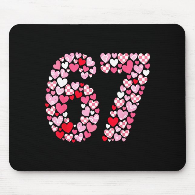 Valentine’s Day 67 Hearts Romantic Funny Six Seven Mouse Mat (Front)