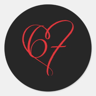 Valentine’s Day 67 Meme 67th Birthday 6 7 Valentin Classic Round Sticker