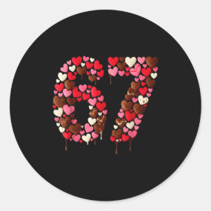 Valentine’s Day 67 Meme Filled With Hearts Funny S Classic Round Sticker