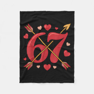 Valentine’s Day 67 Meme Filled With Hearts Funny S Fleece Blanket
