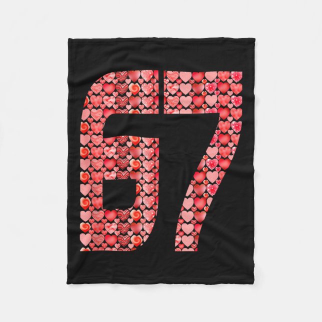 Valentine’s Day 67 Meme Filled With Hearts Funny S Fleece Blanket (Front)