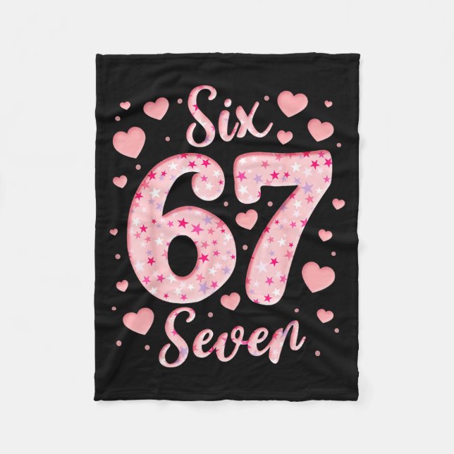 Valentine’s Day 67 Meme Filled With Hearts Funny S Fleece Blanket (Front)