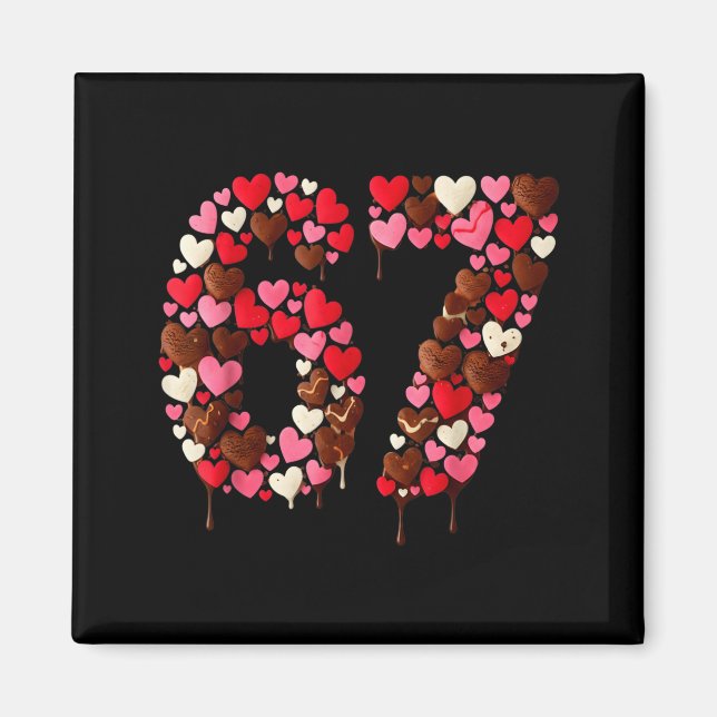 Valentine’s Day 67 Meme Filled With Hearts Funny S Magnet (Front)