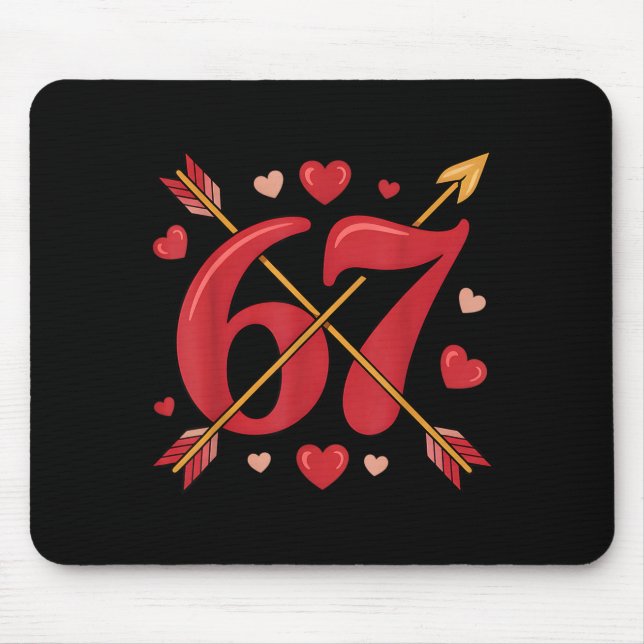Valentine’s Day 67 Meme Filled With Hearts Funny S Mouse Mat (Front)