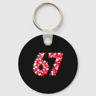 Valentine’s Day 67 Meme With Hearts Funny Six Seve Key Ring