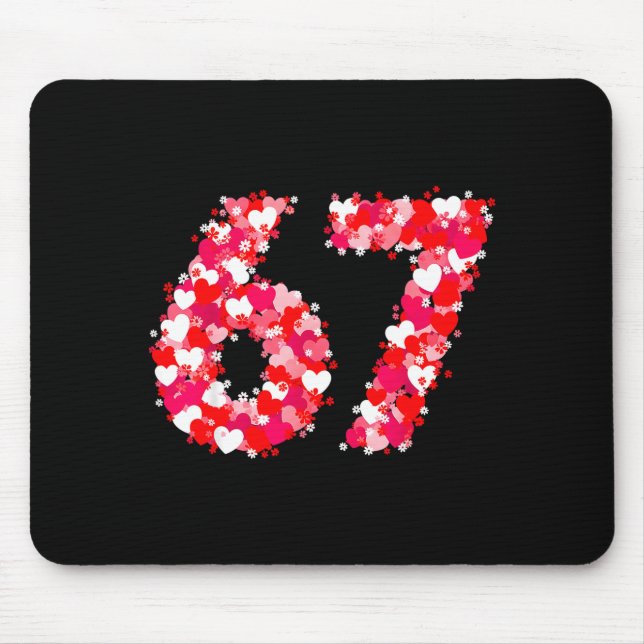 Valentine’s Day 67 Meme With Hearts Funny Six Seve Mouse Mat (Front)