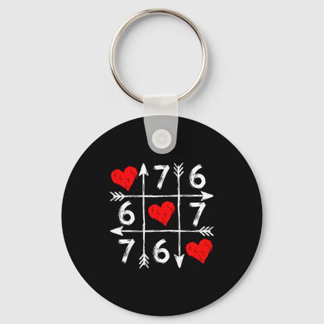 Valentine’s Day 67 Six Seven Meme Love 6 7 Heart C Key Ring (Front)