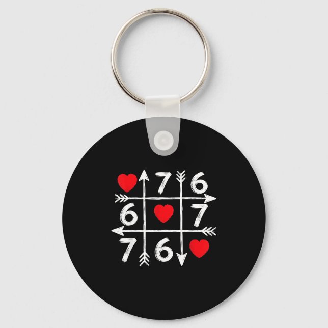 Valentine’s Day 67 Six Seven Meme Love Heart Coupl Key Ring (Front)