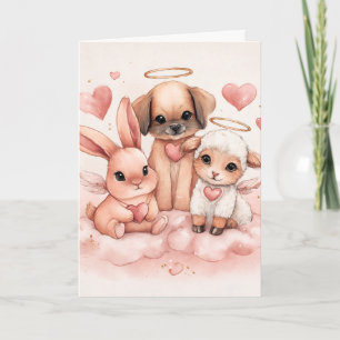 Valentine’s Day Card with Baby Cupid Animals