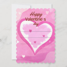 VALENTINE’S DAY CARD WITH WATERCOLOR HEART IN PINK
