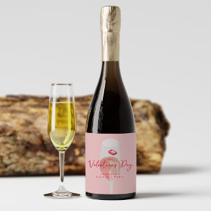 Valentine’s Day Cocktail Party Pink Rosé Sparkling Wine Label