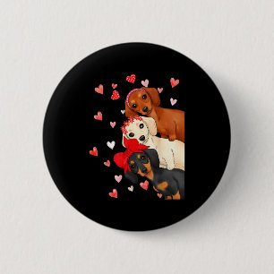 Valentine’s Day Dog Cute Dachshund Dogs For Dog Mo 6 Cm Round Badge