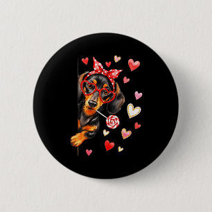 Valentine’s Day Dog Cute Dachshund Dogs For Dog Mo 6 Cm Round Badge