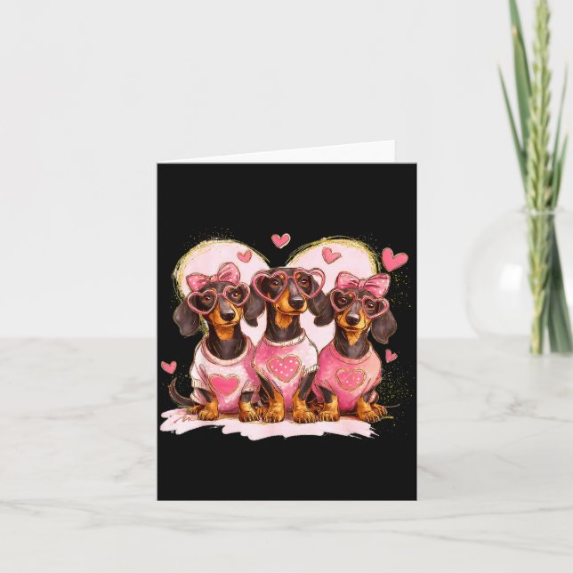Valentine’s Day Dog Cute Dachshund Dogs For Dog Mo Card (Front)