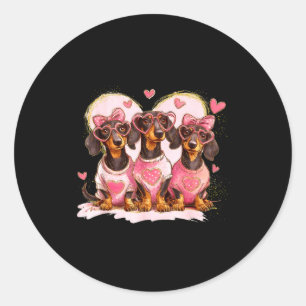 Valentine’s Day Dog Cute Dachshund Dogs For Dog Mo Classic Round Sticker