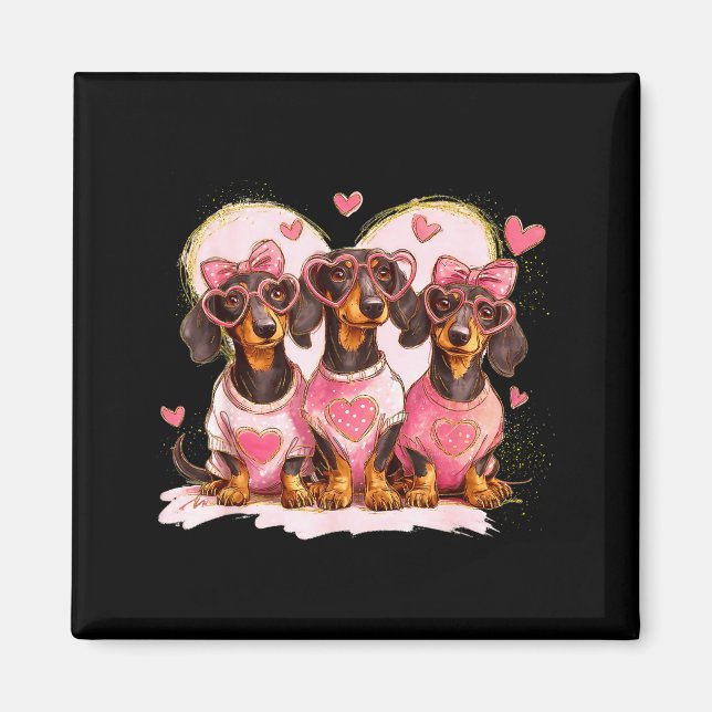 Valentine’s Day Dog Cute Dachshund Dogs For Dog Mo Magnet (Front)