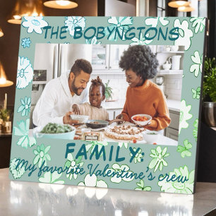 Valentine’s Day Family photo quote floral green Plaque