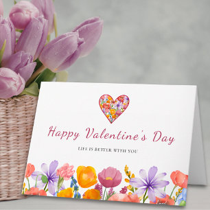 Valentine’s Day for Boyfriend, Floral Heart Flower Card