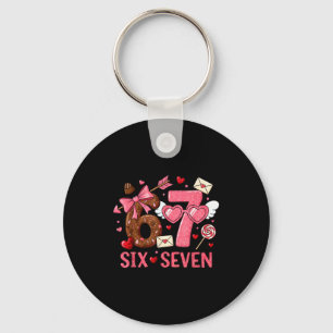 Valentine’s Day Funny 67 Meme Six Seven 6 7 Hearts Key Ring