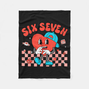 Valentine’s Day Funny 67 Meme Six Seven 6 7 Valent Fleece Blanket