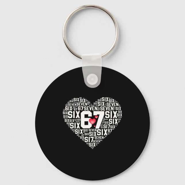 Valentine’s Day Funny 67 Meme Six Seven 6 7 Valent Key Ring (Front)