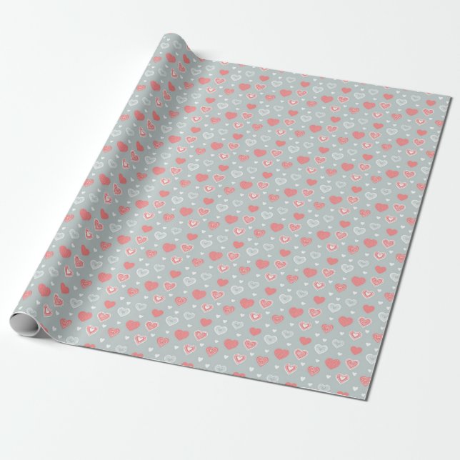 Valentine’s Day Gift Wrap – Heart Pattern Romantic (Unrolled)