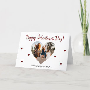 Valentine`s day Heart Family Photo Script Holiday Card