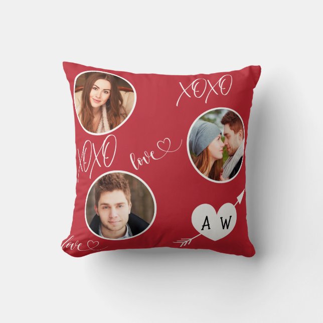 Valentine’s Day Heart & Initials Custom Photo Cushion (Front)