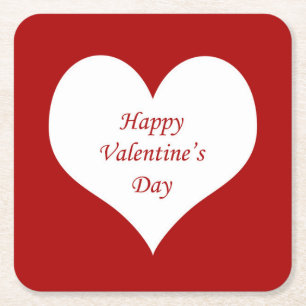 Valentine’s Day Heart Square Paper Coaster