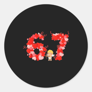 Valentine’s Day Hearts 67 Meme Six Seven 6 7 Cute Classic Round Sticker