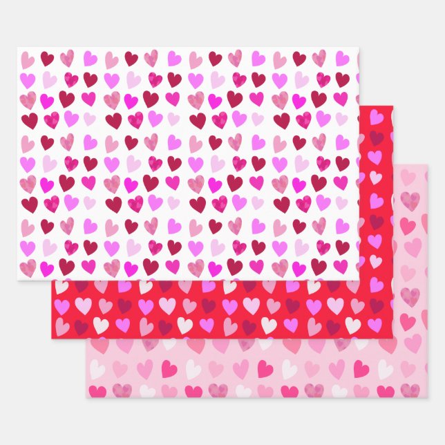 Valentine’s Day Hearts Wrapping Paper Sheet (Set)