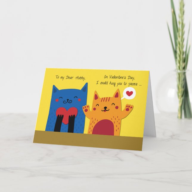 Valentine’s Day Husband Cats Hugs and Love Card (Front)