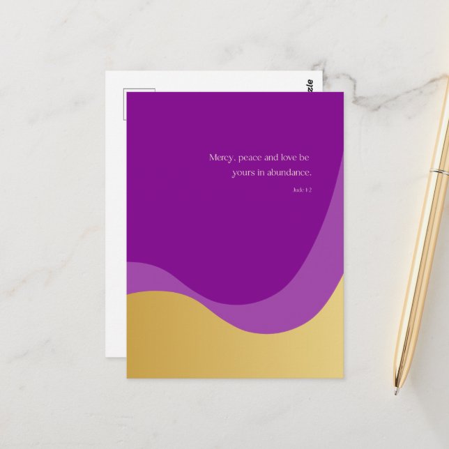 Valentine’s Day, Jude 1:2, Purple & Gold, Love Postcard (Front/Back In Situ)