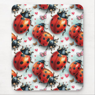 Valentine`s Day Ladybug Love Pattern Mouse Mat