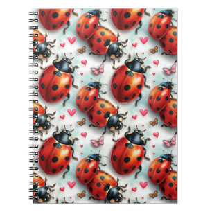 Valentine`s Day Ladybug Love Pattern Notebook