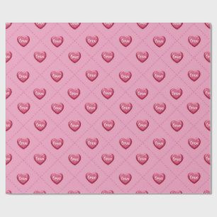 Valentine’s Day Love Hearts. Sweet and Glossy Hea Wrapping Paper