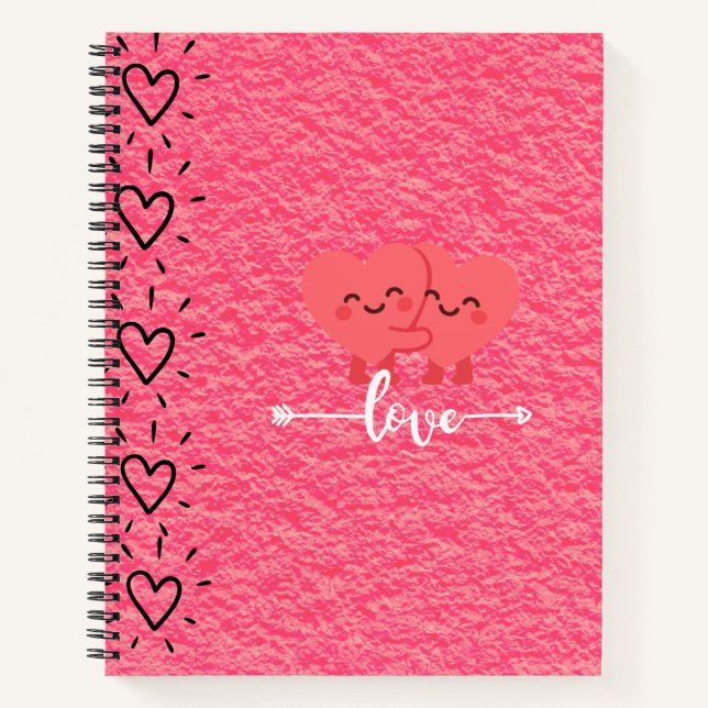 Valentine’s Day Love Notebook – Pink Hearts Design (Front)