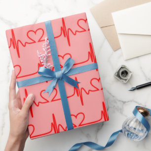 Valentine’s Day Lover’s Heartbeats Wrapping Paper