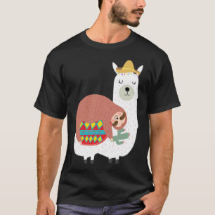 Valentine s Day Men Women Kids Sloth Riding Lama T-Shirt