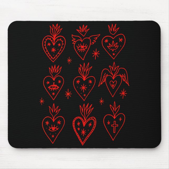 Valentine’s Day Mexican Milagro Gothic Goth Sacred Mouse Mat (Front)